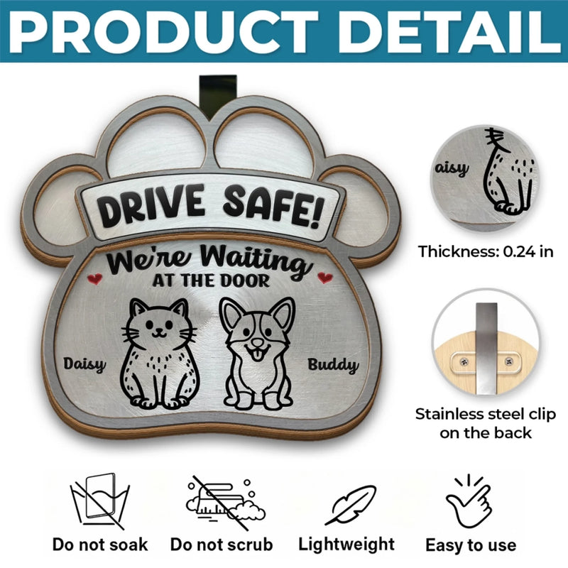 Custom Car Visor Clip - Personalized Birthday Gifts For Dog Cat Lovers, Dog Dad And Mom, Cat Owners - Drive Safe, Love Waits
