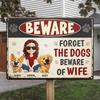 Custom Home Decor Metal Sign - Personalized Birthday Gifts For Dog Lovers, Dog Dad And Mom - Fluffy Guards Retired, New Boss Installed