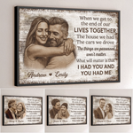 Custom Photo Horizontal Poster - Personalized Anniversary Wedding Gifts For Husband And Wife, Him And Her - Together We Feel Safe
