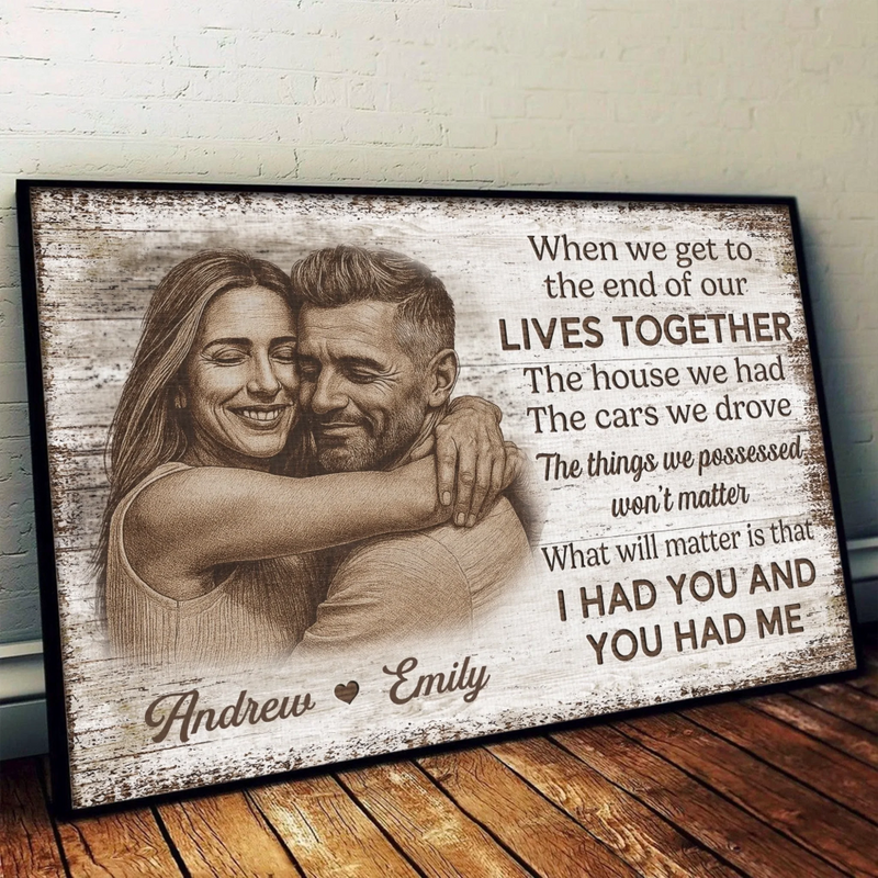 Custom Photo Horizontal Poster - Personalized Anniversary Wedding Gifts For Husband And Wife, Him And Her - Together We Feel Safe