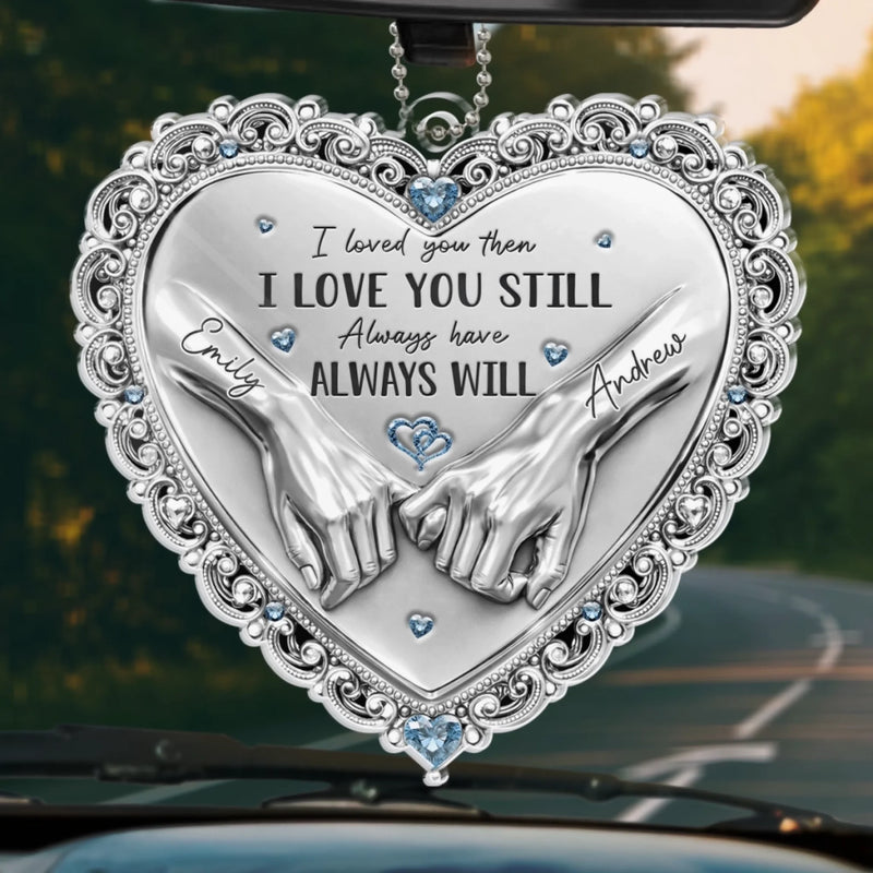Custom Acrylic Car Ornament - Personalized Anniversary Wedding Gifts For Husband And Wife, Him And Her - You And Me Feels Right