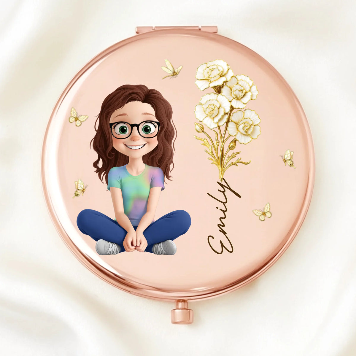 Custom Compact Mirror - Personalized Birthday Gifts For Daughter - Love She Can Carry Close