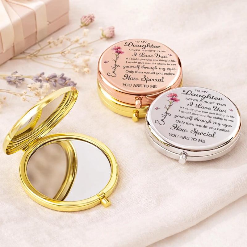 Custom Compact Mirror - Personalized Birthday Gifts For Daughter - Always My Girl, Forever Loved