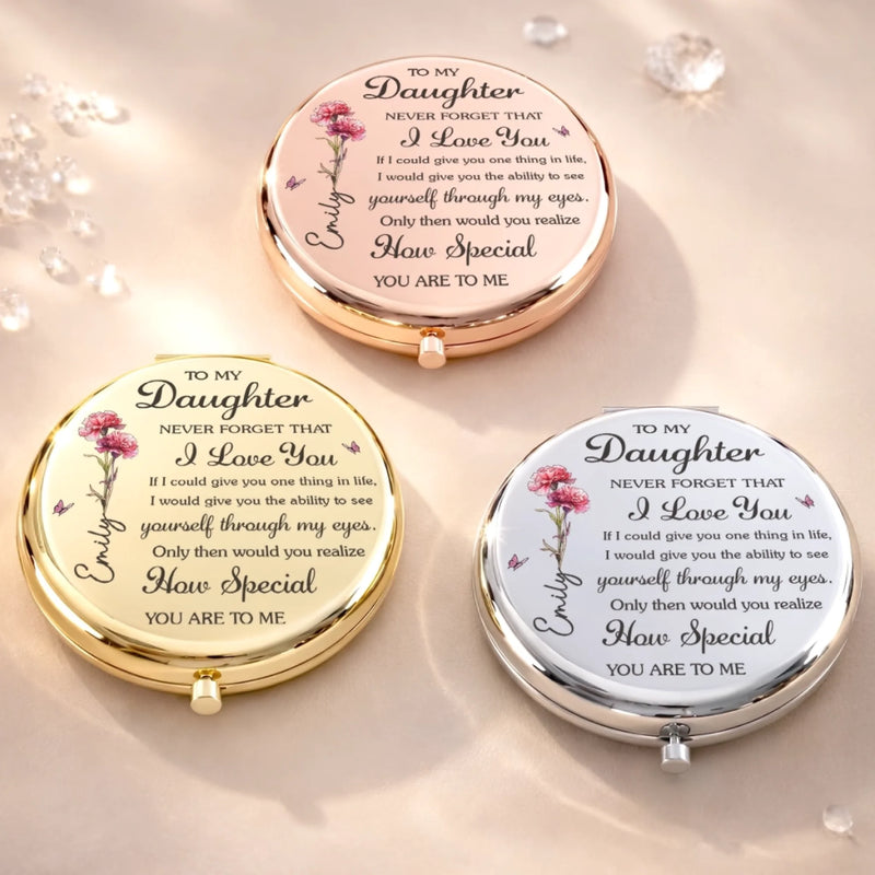 Custom Compact Mirror - Personalized Birthday Gifts For Daughter - Always My Girl, Forever Loved