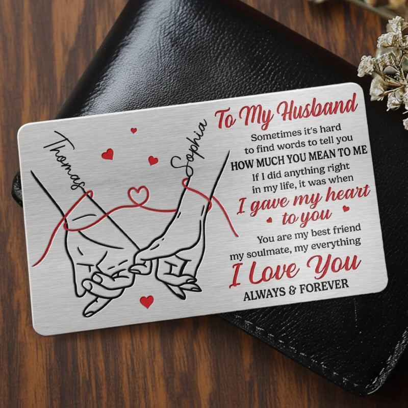 Custom Aluminum Wallet Card - Personalized Anniversary Wedding Gifts For Husband And Wife, Him And Her - Always Choosing You