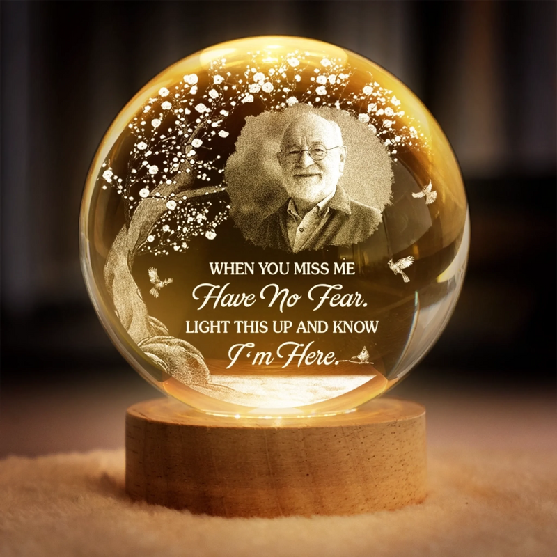 Custom Photo Crystal Globe Lamp - Personalized Memorial Sympathy Gifts For Loss Of Mom, Dad - A Love That Remains