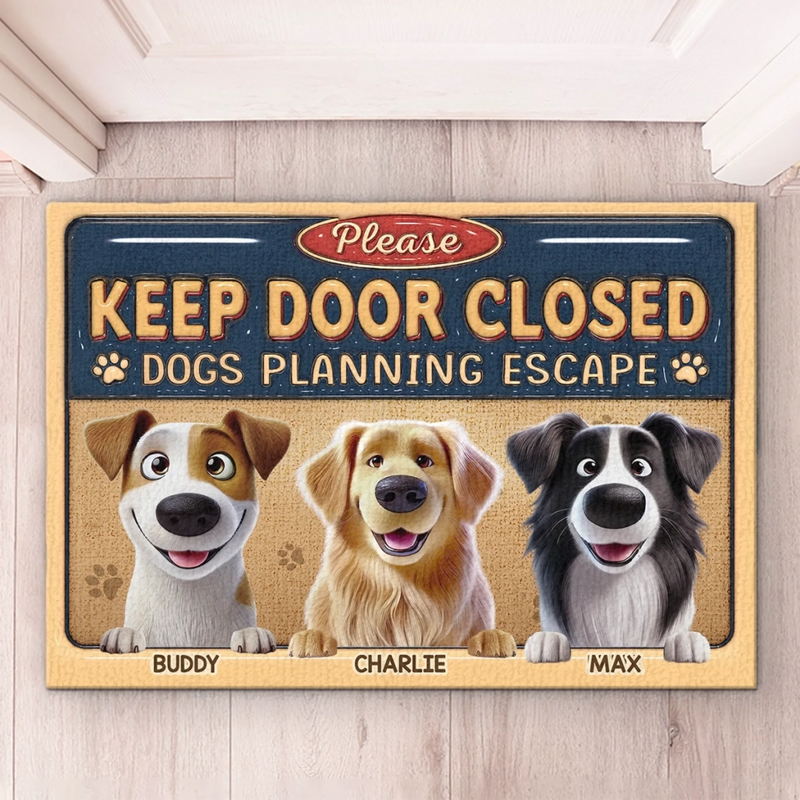 Custom 3D Inflated Effect Printed Home Decor Decorative Mat - Personalized Birthday Gifts For Dog Lovers, Dog Dad And Mom - Dogs Inside, Freedom On Standby