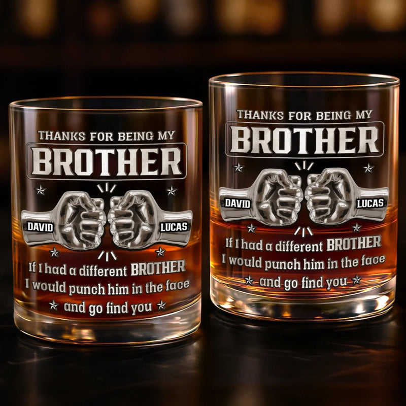 Custom Whiskey Glass - Personalized Birthday Gifts For Brothers, Siblings - Same Roots, Same Ride