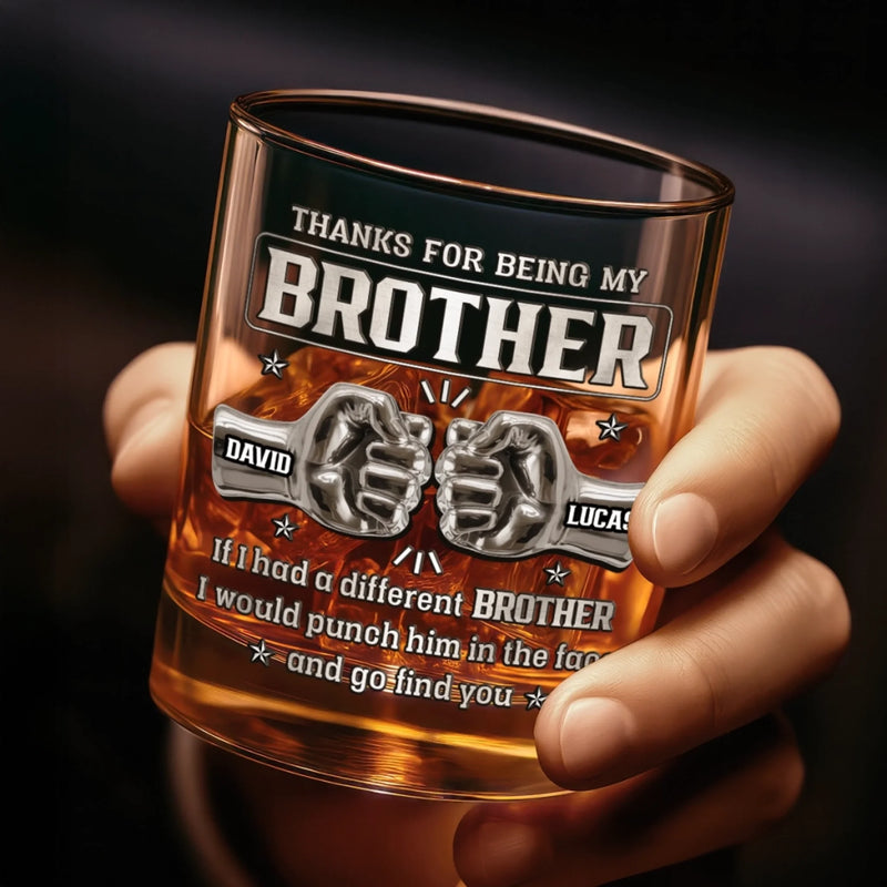 Custom Whiskey Glass - Personalized Birthday Gifts For Brothers, Siblings - Same Roots, Same Ride