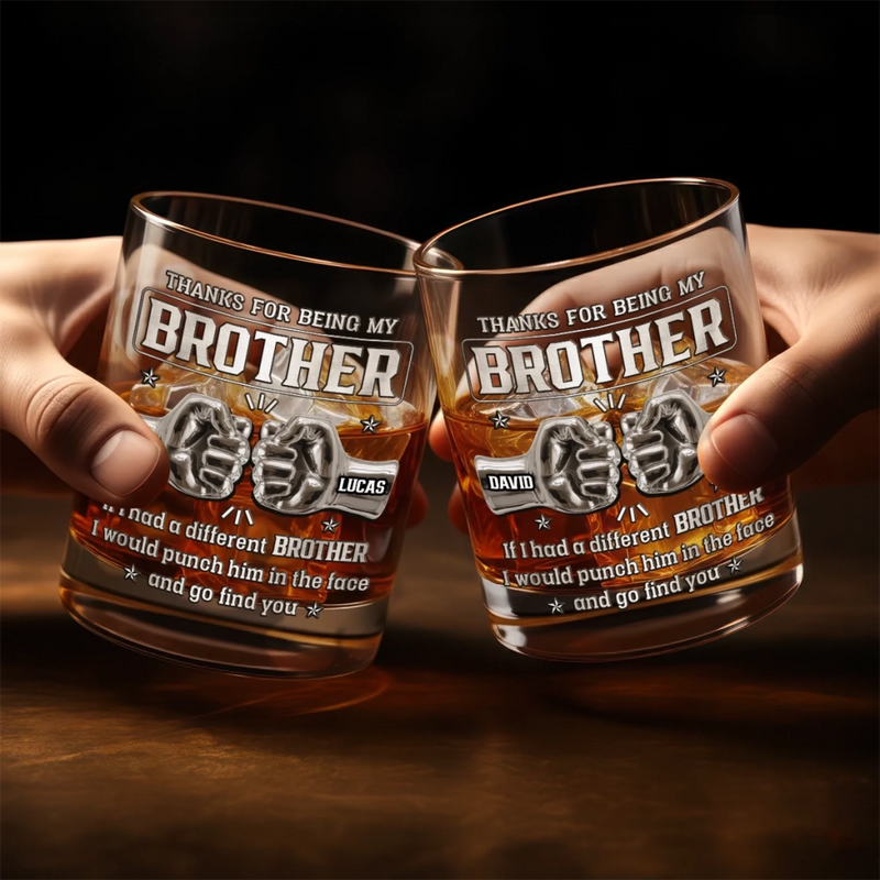 Custom Whiskey Glass - Personalized Birthday Gifts For Brothers, Siblings - Same Roots, Same Ride