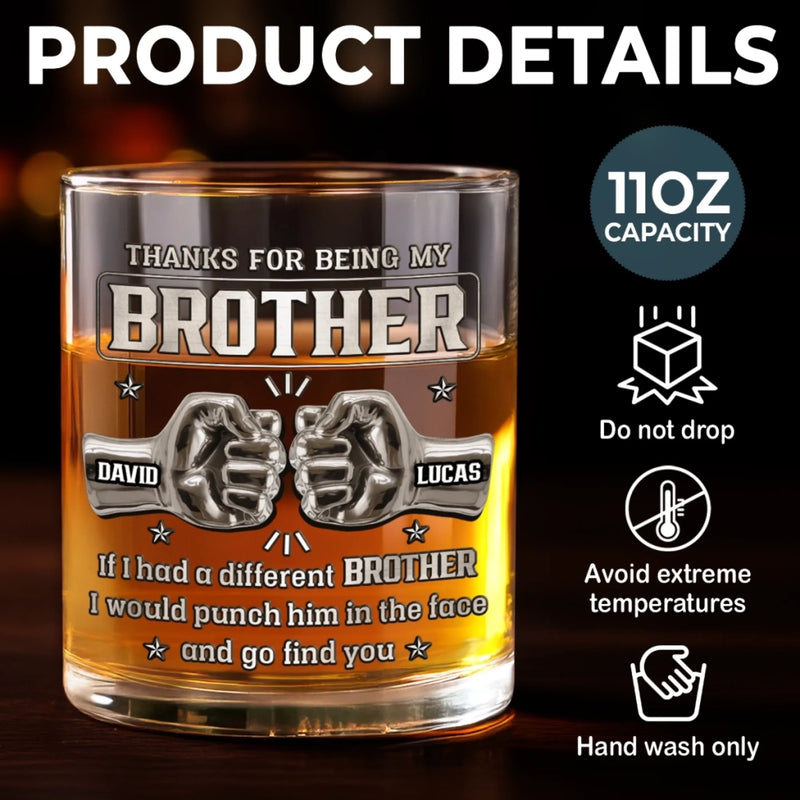 Custom Whiskey Glass - Personalized Birthday Gifts For Brothers, Siblings - Same Roots, Same Ride