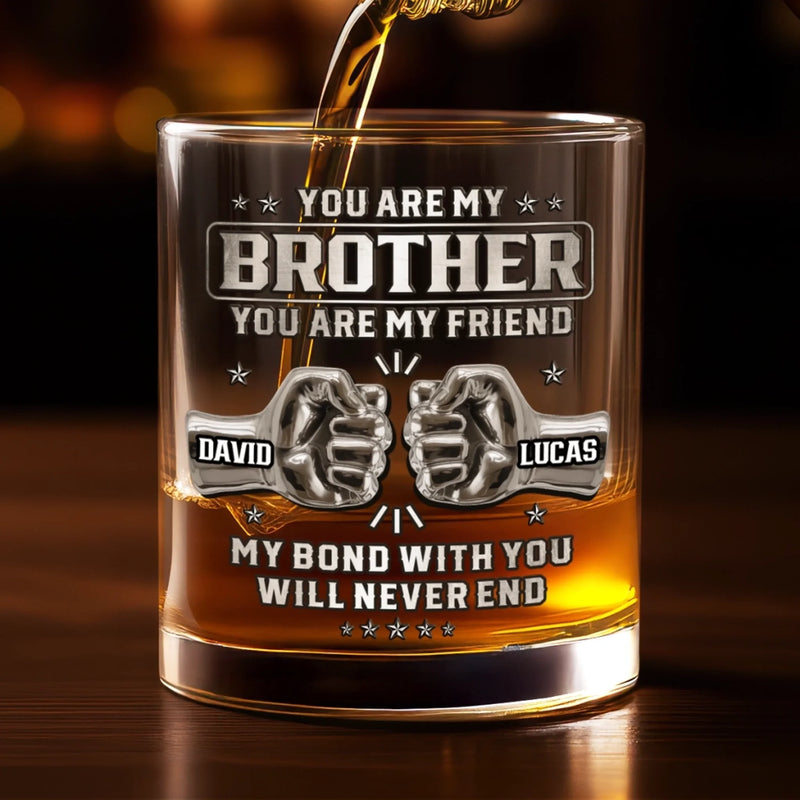 Custom Whiskey Glass - Personalized Birthday Gifts For Brother - Family By Chance, Brothers Forever