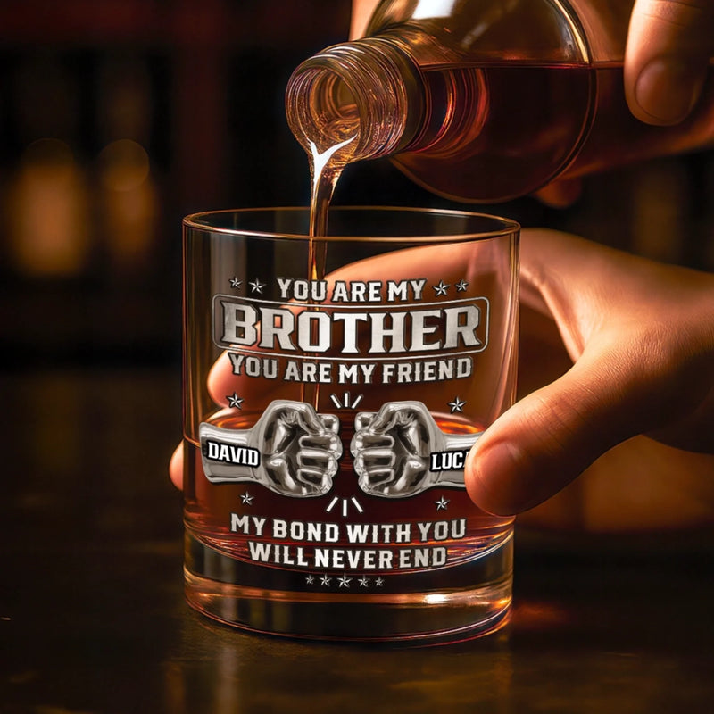 Custom Whiskey Glass - Personalized Birthday Gifts For Brother - Family By Chance, Brothers Forever