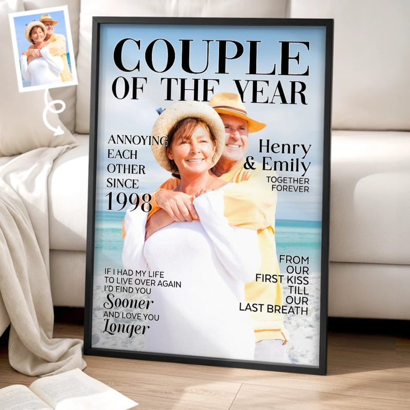 Custom Photo Vertical Poster - Personalized Anniversary Wedding Gifts For Husband, Wife, Couple - Side By Side Feels Safe