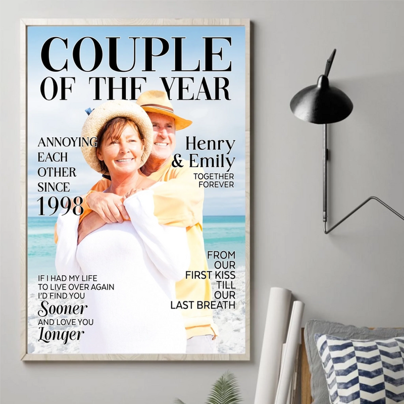 Custom Photo Vertical Poster - Personalized Anniversary Wedding Gifts For Husband, Wife, Couple - Side By Side Feels Safe