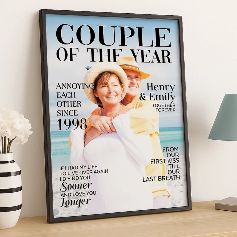 Custom Photo Vertical Poster - Personalized Anniversary Wedding Gifts For Husband, Wife, Couple - Side By Side Feels Safe