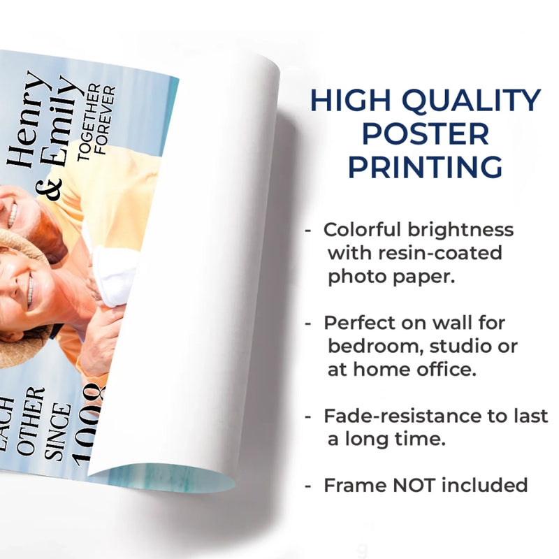 Custom Photo Vertical Poster - Personalized Anniversary Wedding Gifts For Husband, Wife, Couple - Side By Side Feels Safe