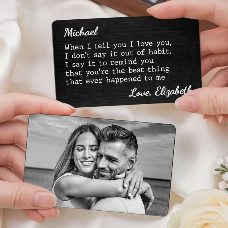Custom Photo Metal Wallet Card - Personalized Anniversary Wedding Gifts For Husband And Wife, Him And Her - You Make Everything Softer