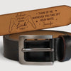 Custom Engraved Leather Belt - Personalized Anniversary Wedding Gifts For Husband And Wife, Him And Her - Side By Side Still Smiling