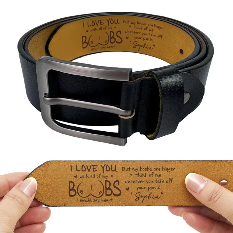 Custom Engraved Leather Belt - Personalized Anniversary Wedding Gifts For Husband And Wife, Him And Her - You Are My Everyday Choice