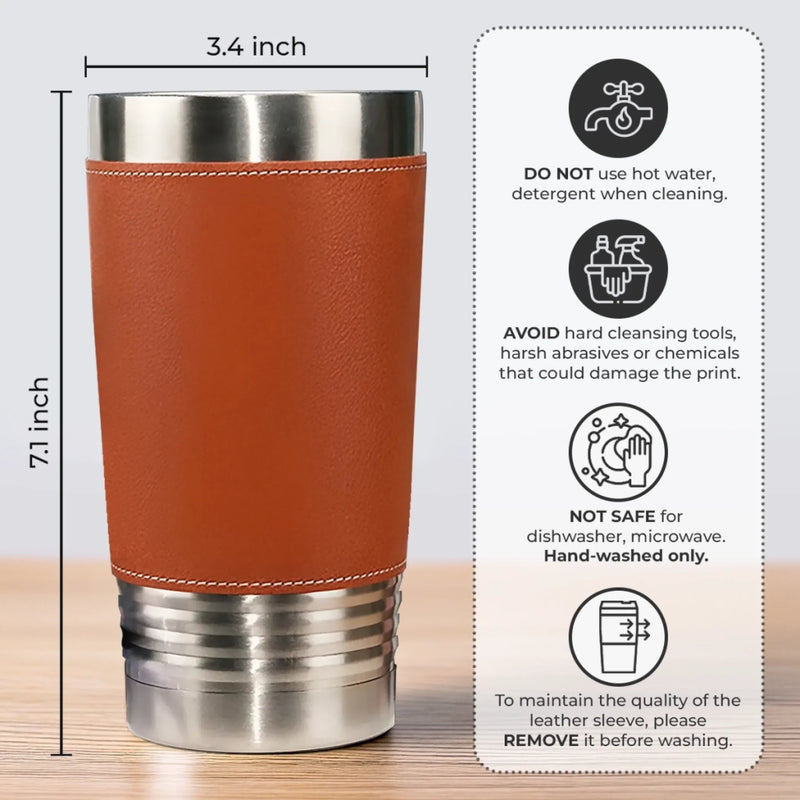 Custom Printed Leather Tumbler - Personalized Anniversary Wedding Gifts For Husband And Wife, Him And Her - Love Built On Small Moments