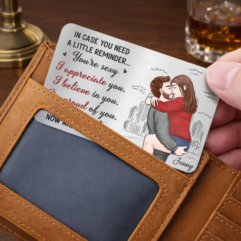 Custom Aluminum Wallet Card - Personalized Anniversary Wedding Gifts For Husband And Wife, Him And Her - You And Me Feels Natural