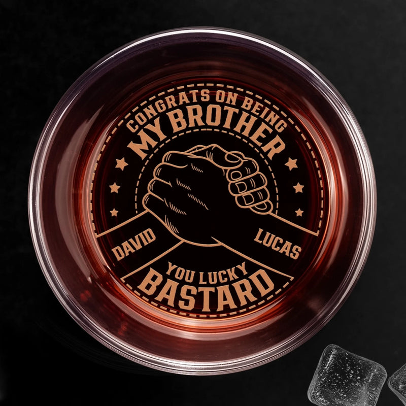 Custom Whiskey Glass - Personalized Birthday Gifts For Brother, Wine, Bourbon, Whiskey Lovers - Cheers To Brotherhood