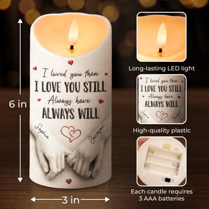 Custom LED Candle - Personalized Anniversary Wedding Gifts For Husband And Wife, Him And Her - Love Feels Safe With You