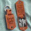 Custom Photo Engraved Leather Keychain - Personalized Anniversary Wedding Gifts For Husband And Wife, Him And Her  - We Grow Closer Each Day
