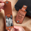 Custom Photo Engraved Leather Keychain - Personalized Anniversary Wedding Gifts For Husband And Wife, Him And Her  - We Grow Closer Each Day