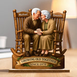 Love That Grows With Time - Couple Personalized Custom Shaped 2-Layered Wooden Plaque With Flat Stand - House Warming Gift For Husband Wife, Anniversary