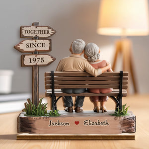 Together Is My Favorite Place To Be - Couple Personalized Custom Shaped 2-Layered Wooden Plaque With Flat Stand - House Warming Gift For Husband Wife, Anniversary