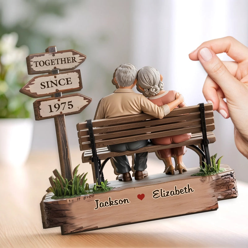 Together Is My Favorite Place To Be - Couple Personalized Custom Shaped 2-Layered Wooden Plaque With Flat Stand - House Warming Gift For Husband Wife, Anniversary