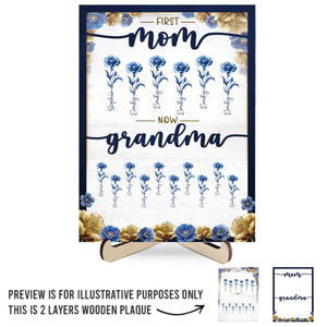 Custom 2-Layered Wooden Plaque - Personalized Mother's Day Gifts For Mom, Grandma - Timeless Love Blooms