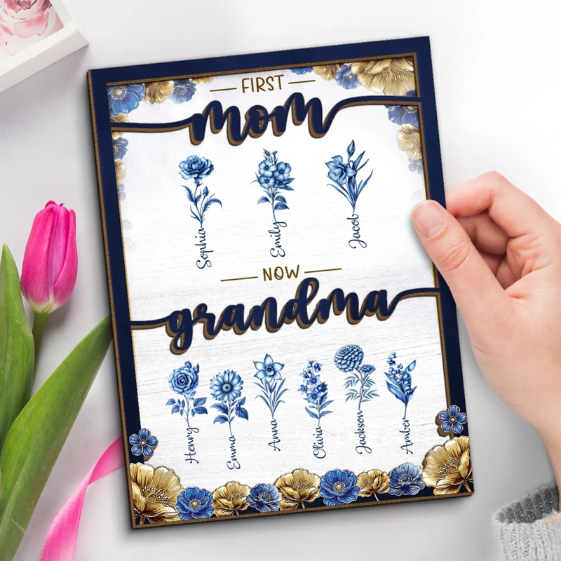 Custom 2-Layered Wooden Plaque - Personalized Mother's Day Gifts For Mom, Grandma - Timeless Love Blooms