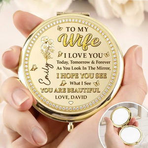 Custom Compact Mirror - Personalized Anniversary Wedding Gifts For Husband And Wife, Him And Her - Chosen With Love