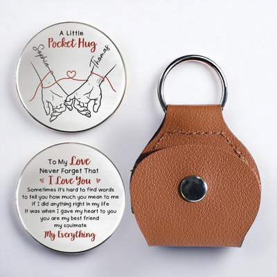 Custom Pocket Hug - Personalized Anniversary Wedding Gifts For Husband And Wife, Him And Her - With You I Breathe Easier