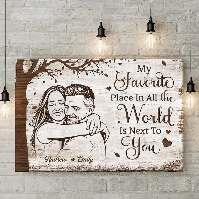 Custom Photo Horizontal Poster, Canvas - Personalized Anniversary Wedding Gifts For Husband And Wife, Him And Her - Happily Ever After