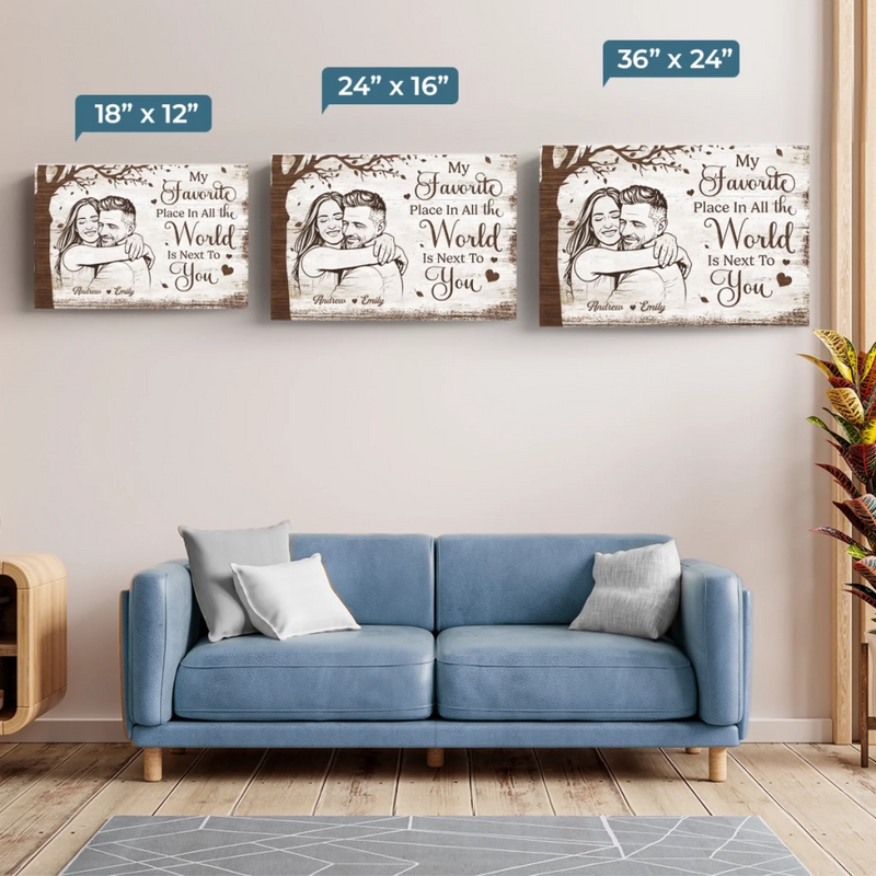 Custom Photo Horizontal Poster, Canvas - Personalized Anniversary Wedding Gifts For Husband And Wife, Him And Her - Happily Ever After