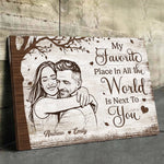 Custom Photo Horizontal Poster, Canvas - Personalized Anniversary Wedding Gifts For Husband And Wife, Him And Her - Happily Ever After
