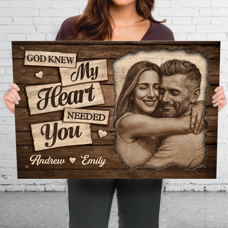 Custom Photo Horizontal Poster, Canvas - Personalized Anniversary Wedding Gifts For Husband And Wife, Him And Her - Love Feels Easy Here