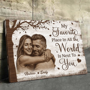 Custom Photo Horizontal Poster, Canvas - Personalized Anniversary Wedding Gifts For Husband And Wife, Him And Her - My World Feels Complete