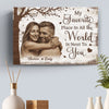 Custom Photo Horizontal Poster, Canvas - Personalized Anniversary Wedding Gifts For Husband And Wife, Him And Her - My World Feels Complete