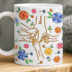 Custom 3D Inflated Effect Printed Mug - Personalized Mother's Day Gifts For Mom, Grandma - A Mother’s Loving Hands