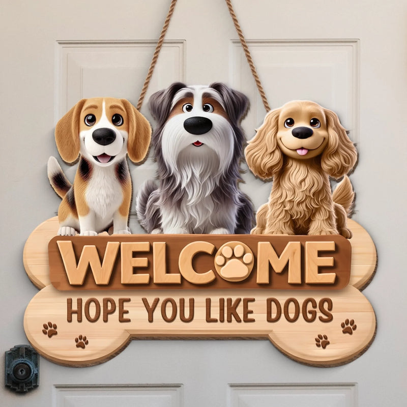 Custom Wood Sign - Personalized Birthday Gifts For Dog Lovers, Dog Dad And Mom - Home Of Happy Dogs