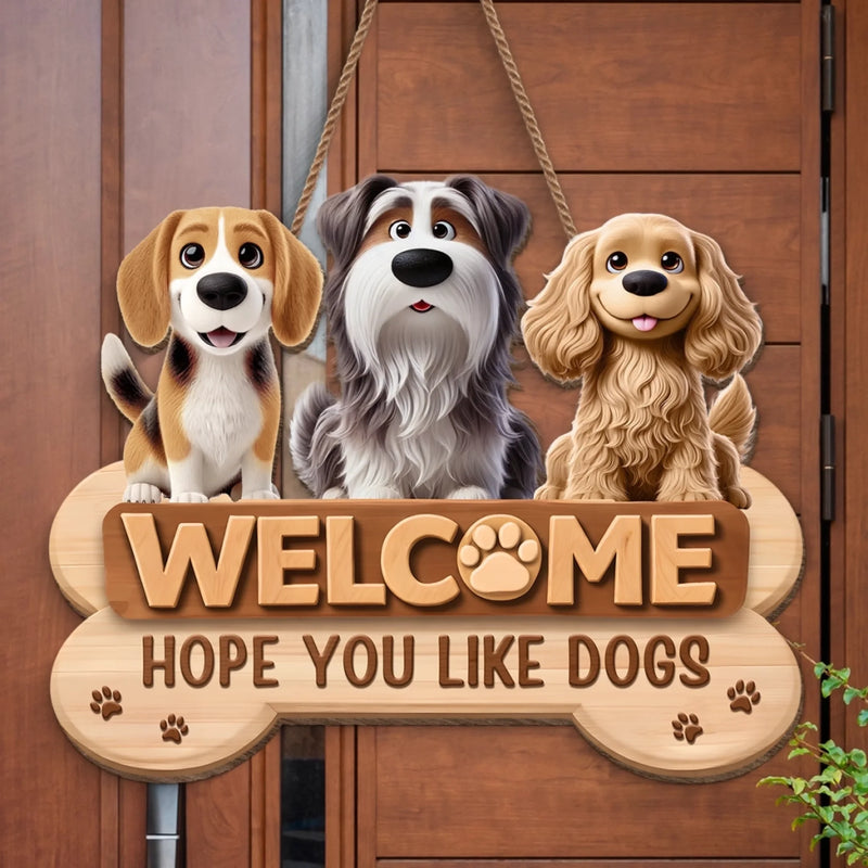 Custom Wood Sign - Personalized Birthday Gifts For Dog Lovers, Dog Dad And Mom - Home Of Happy Dogs