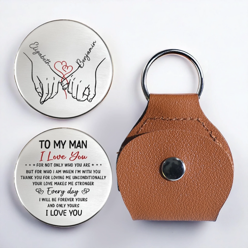 Custom Pocket Hug - Personalized Anniversary Wedding Gifts For Husband And Wife, Him And Her - Together Feels Calm And Right
