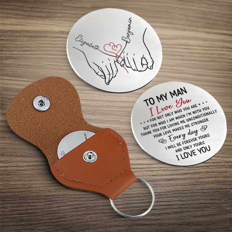 Custom Pocket Hug - Personalized Anniversary Wedding Gifts For Husband And Wife, Him And Her - Together Feels Calm And Right