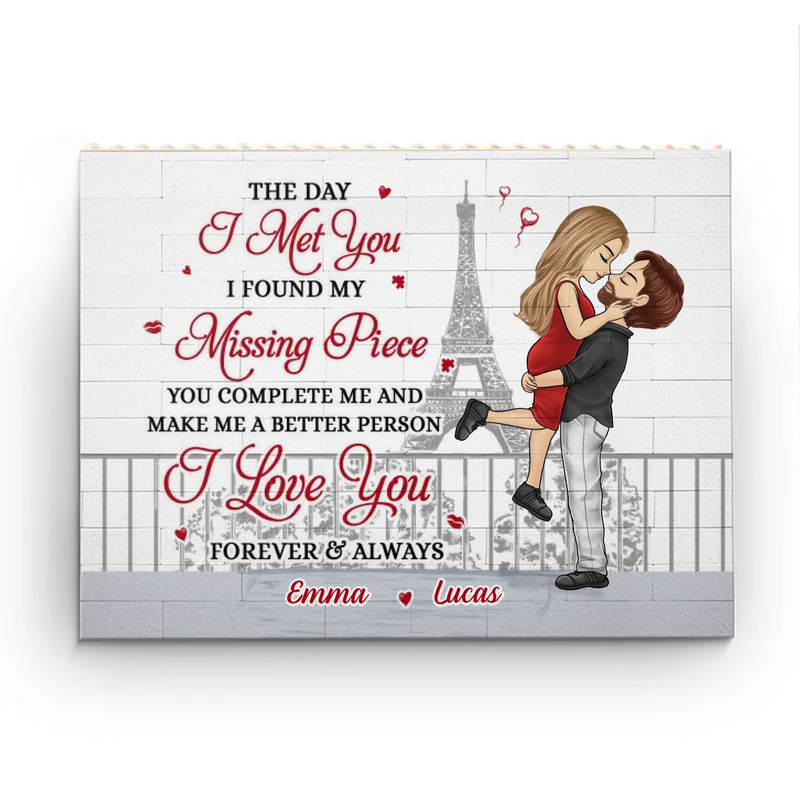 Custom Horizontal Rectangle Shaped Building Brick Blocks - Personalized Anniversary Wedding Gifts For Husband And Wife, Him And Her - We Build Happiness Slowly