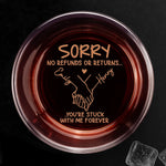 Custom Whiskey Glass - Personalized Anniversary Wedding Gifts For Husband And Wife, Him And Her, Wine, Bourbon, Whiskey Lovers - Sorry, I’m Your Problem